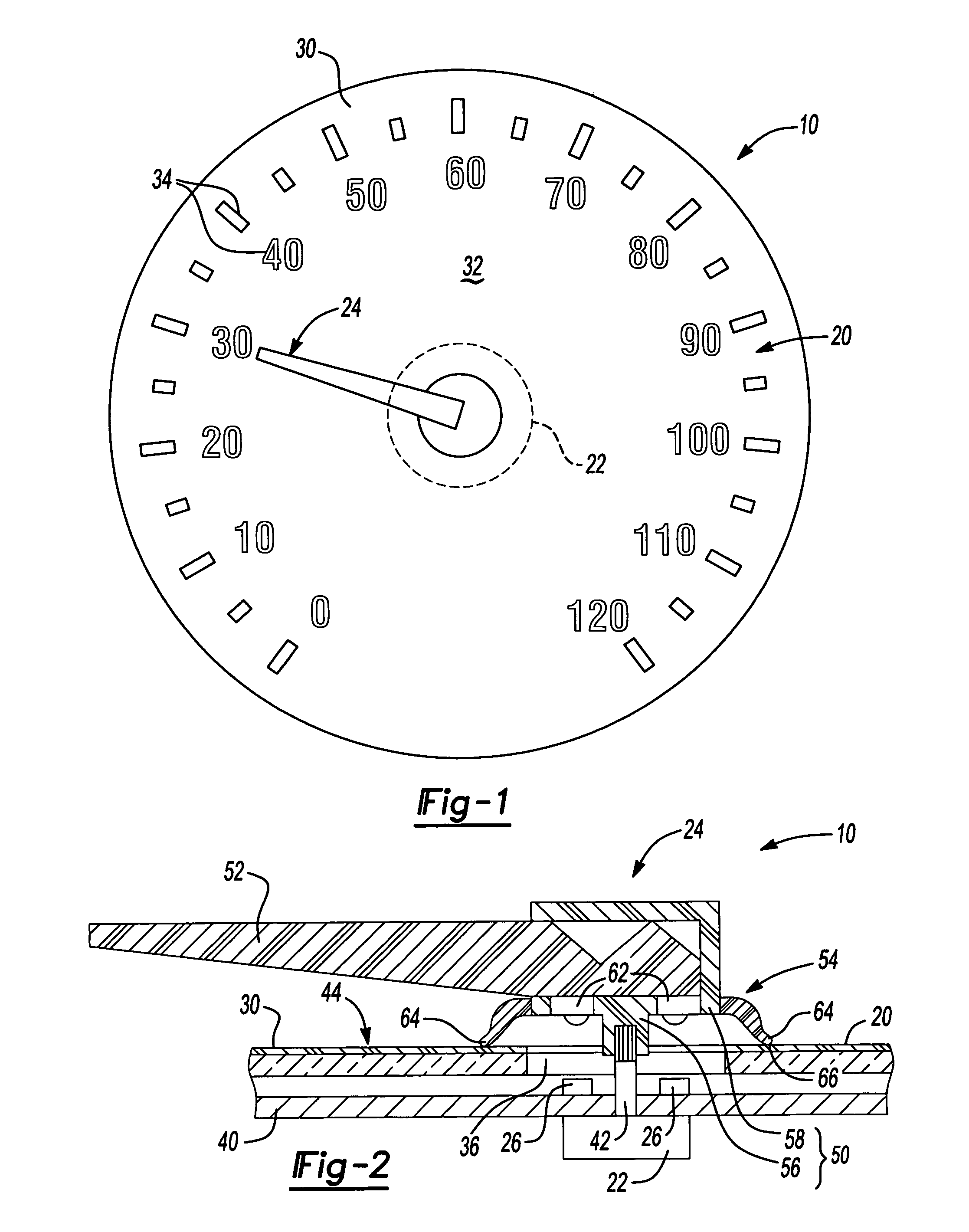 Indicator assembly with halo-free pointer