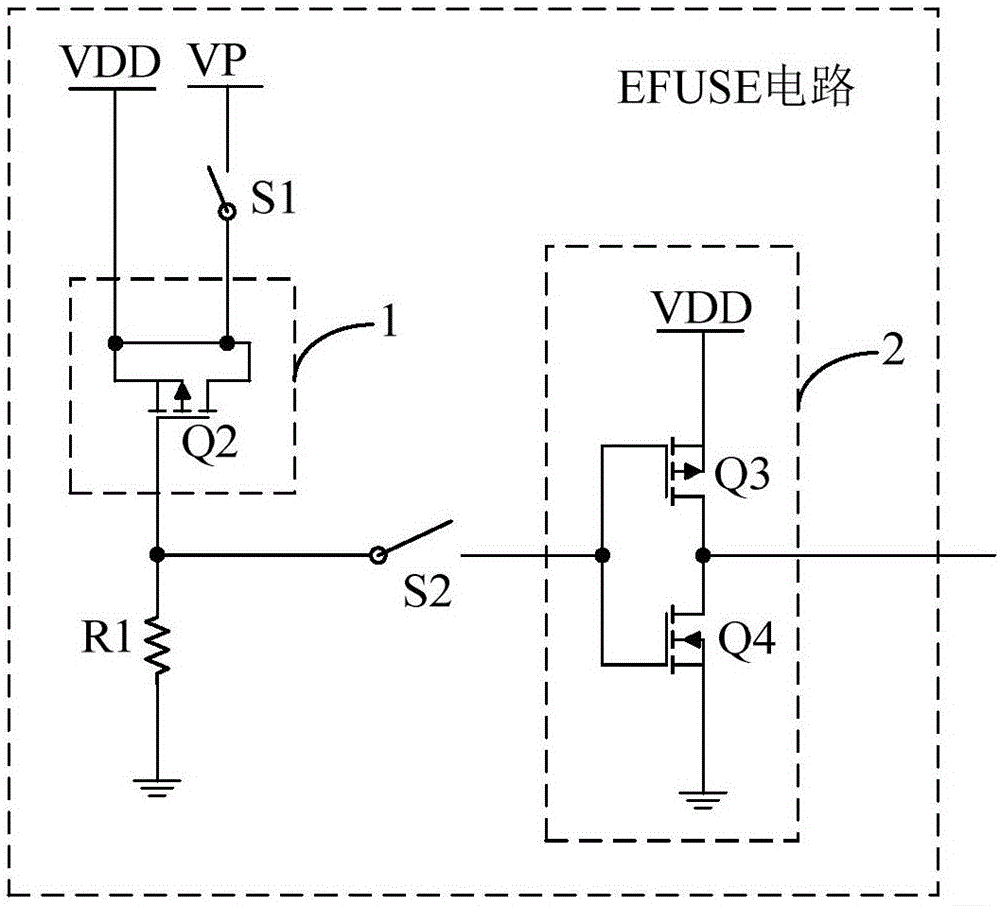 EFUSE (electrically programmable fuse) circuit and programmable storing device