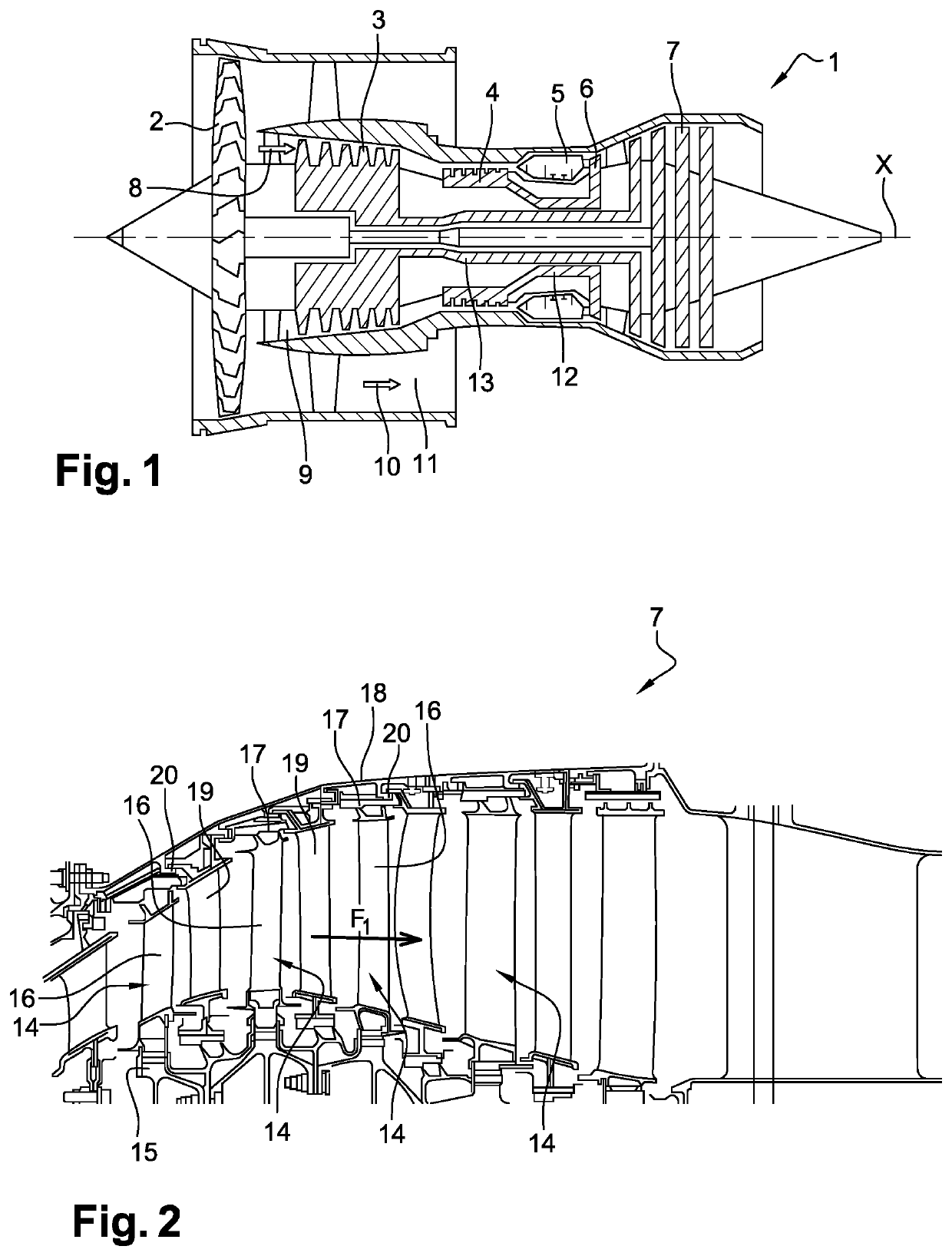 Cooling device for a turbine of a turbomachine