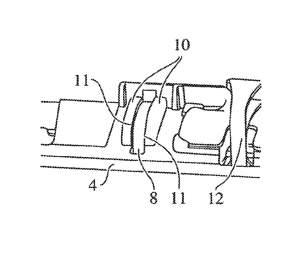 Movement device for a motor vehicle interior trim part, and interior trim part