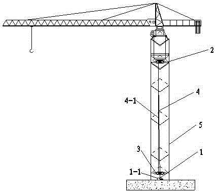 Device for calibrating perpendicularity and rectifying deviation of tower crane and construction method thereof