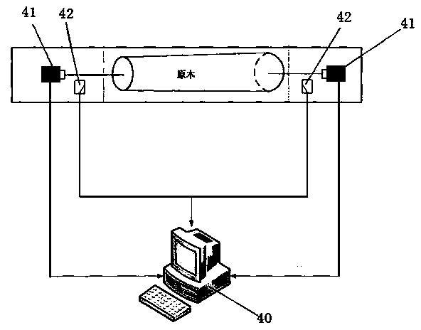 Detecting and metering device for wood