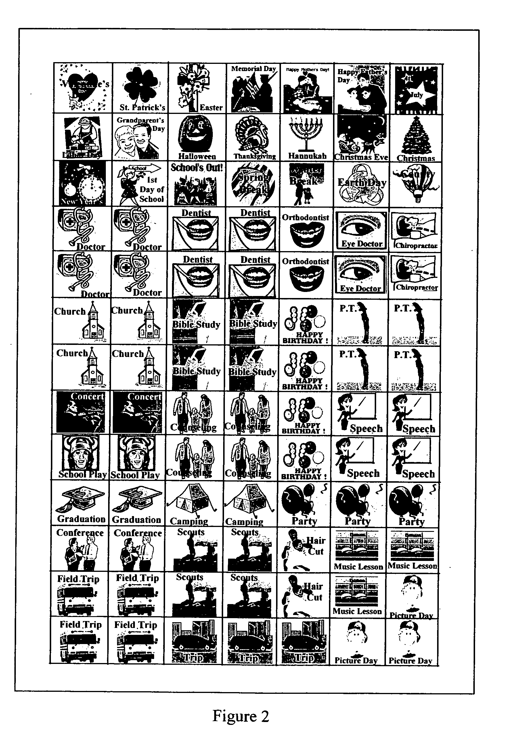 Adhesive applique iterative calendar system