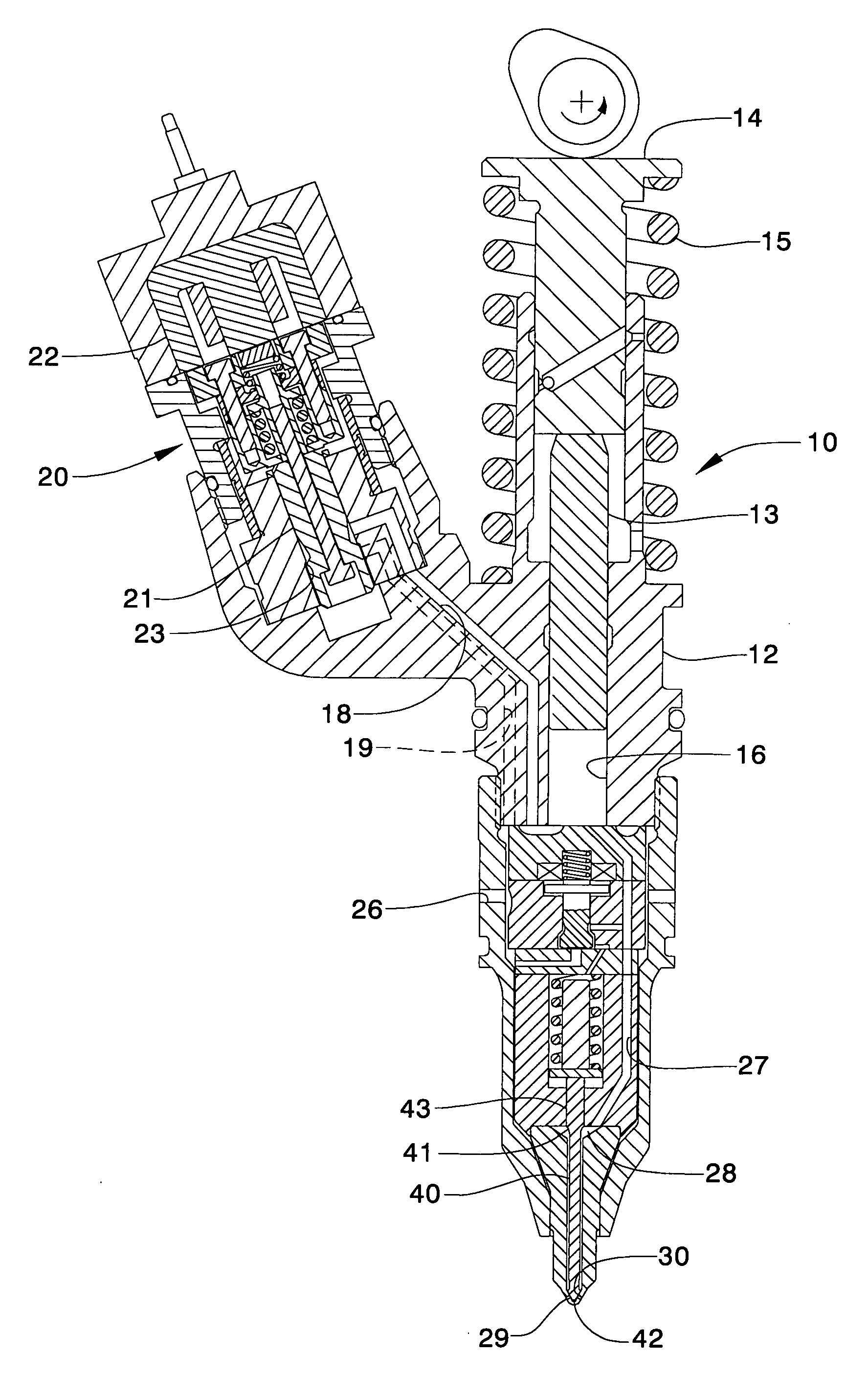 Electronic unit injector with pressure assisted needle control