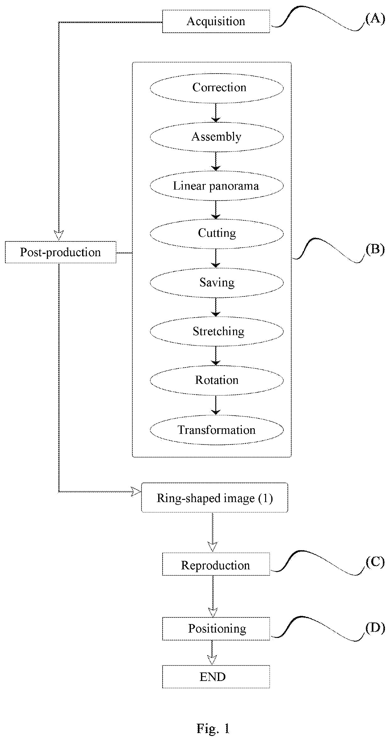 Method for obtaining 360° panorama images to be continuously displayed by a two-dimensional medium on a cylindrical or conical reflecting surface that simulates the actual view