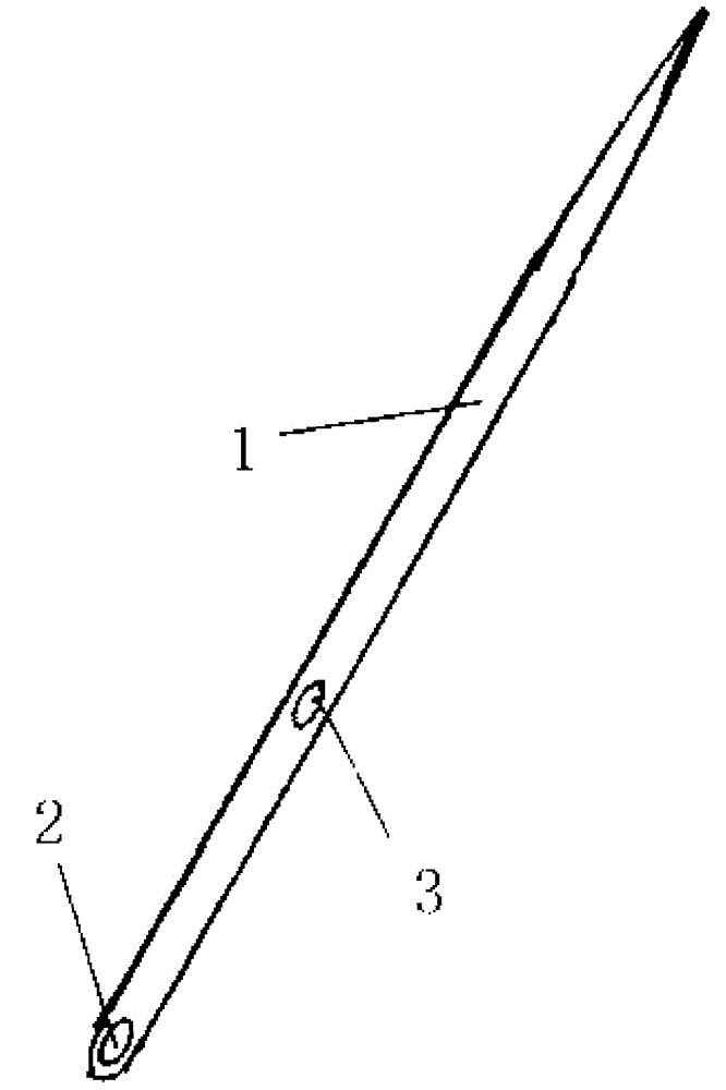 Hand sewing needle provided with double thread holes