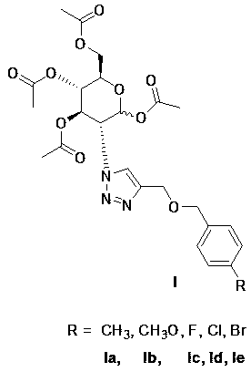 1‑(1',3',4',6'–tetra‑o‑acetyl‑α/β‑D‑glucopyranose)‑4‑para-substituted aryl‑[1, 2, 3]‑  Triazole and its preparation method and application