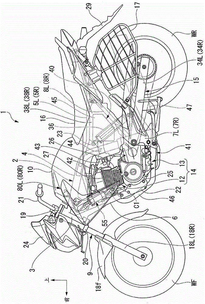 Carbon canister configuration structure of riding type vehicle