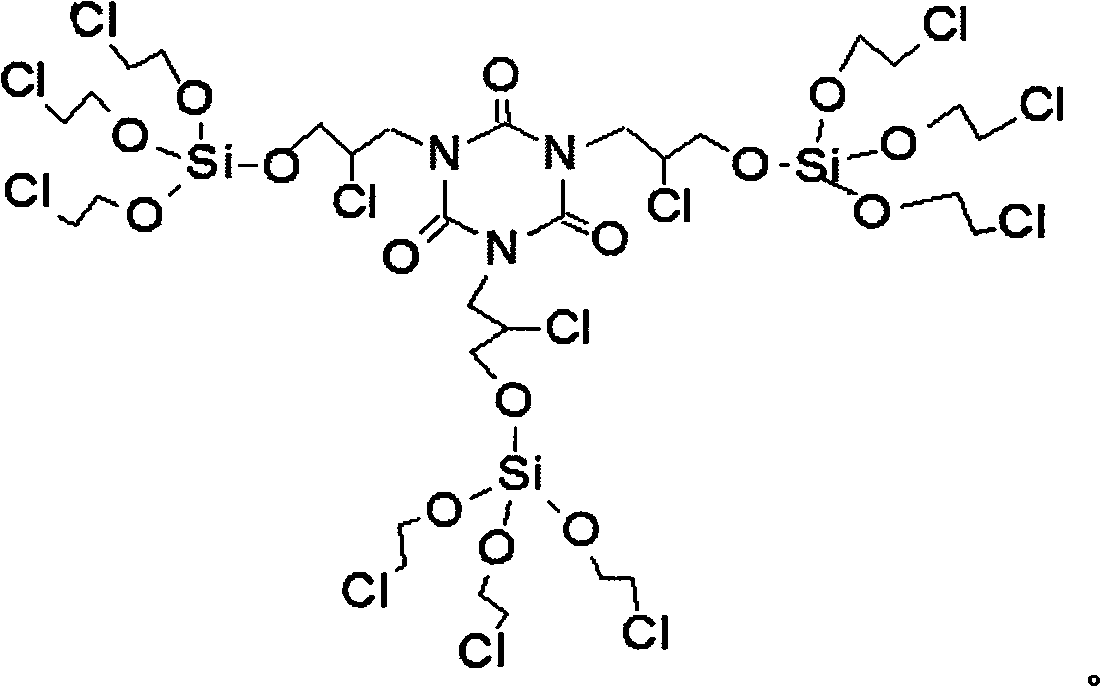 Isocyanurate chloropropyl chloroethyl silicate and preparation method thereof