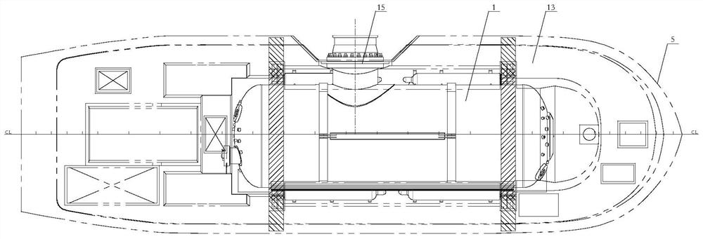 A method for installing a side-connected high-pressure escape cabin in a lifeboat