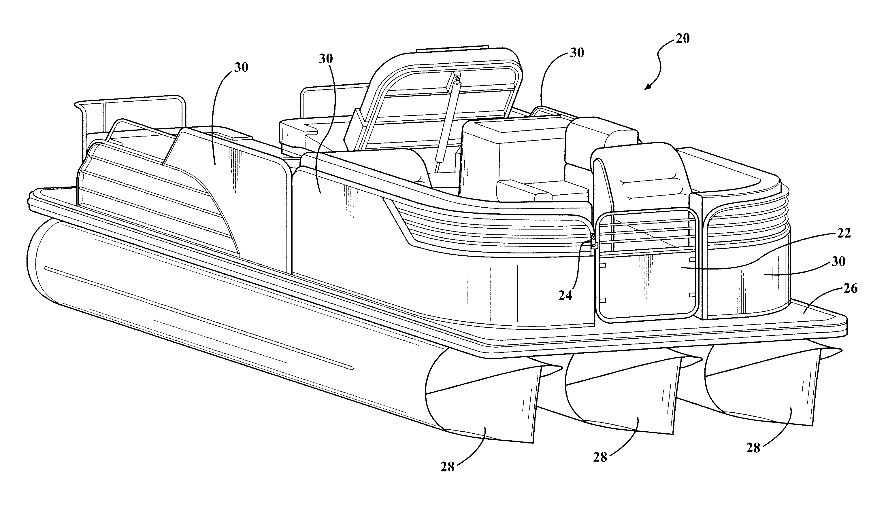 Boat with a latch assembly