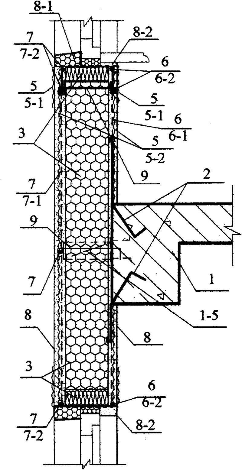 Plastered insulated compound wall body with nets on both sides