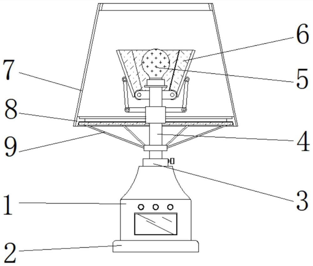 Intelligent eye-protection bedside lamp with adjustable light-emitting range