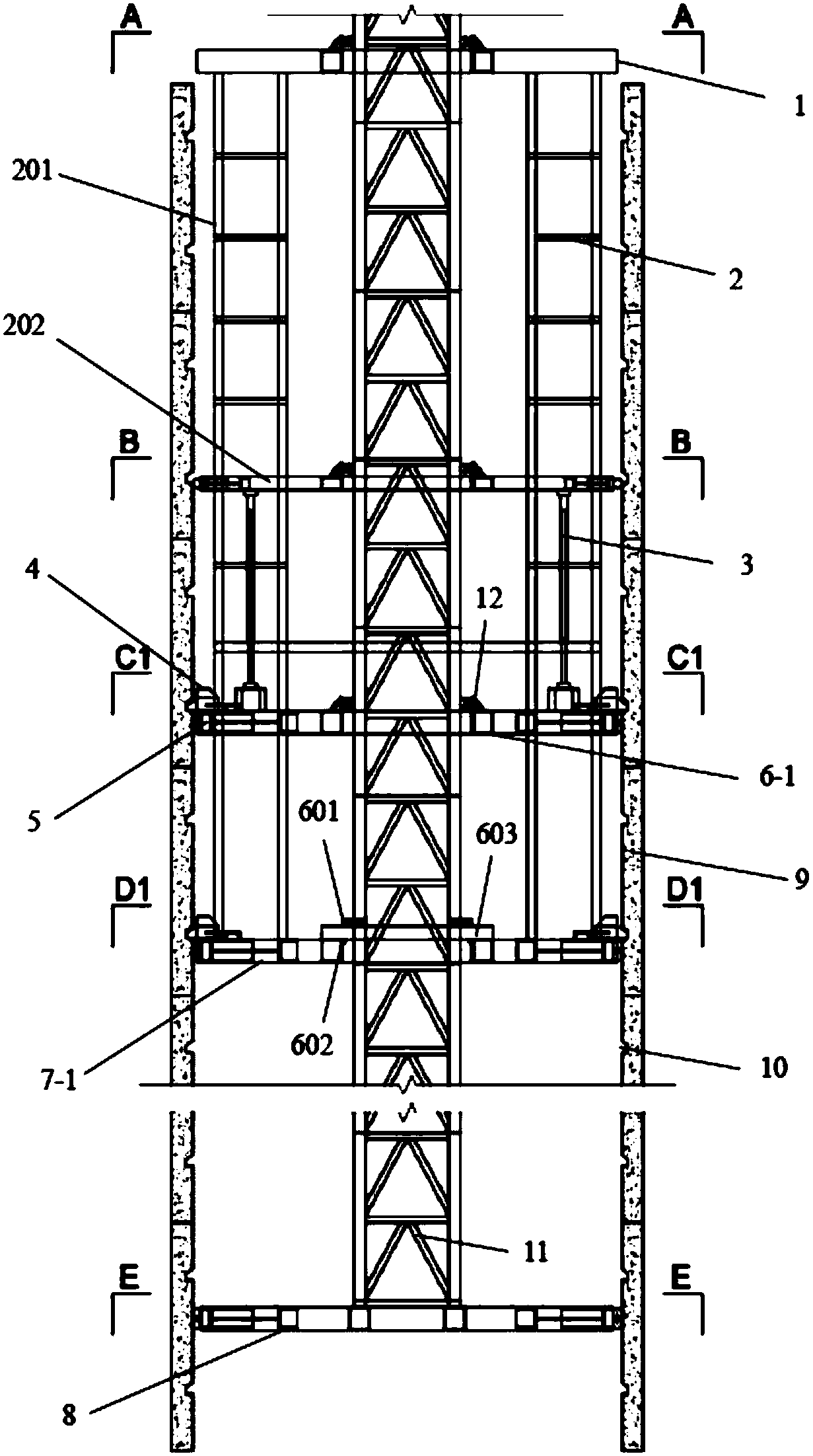 Barrel frame support type steel platform and tower crane integral jacking device and jacking method thereof