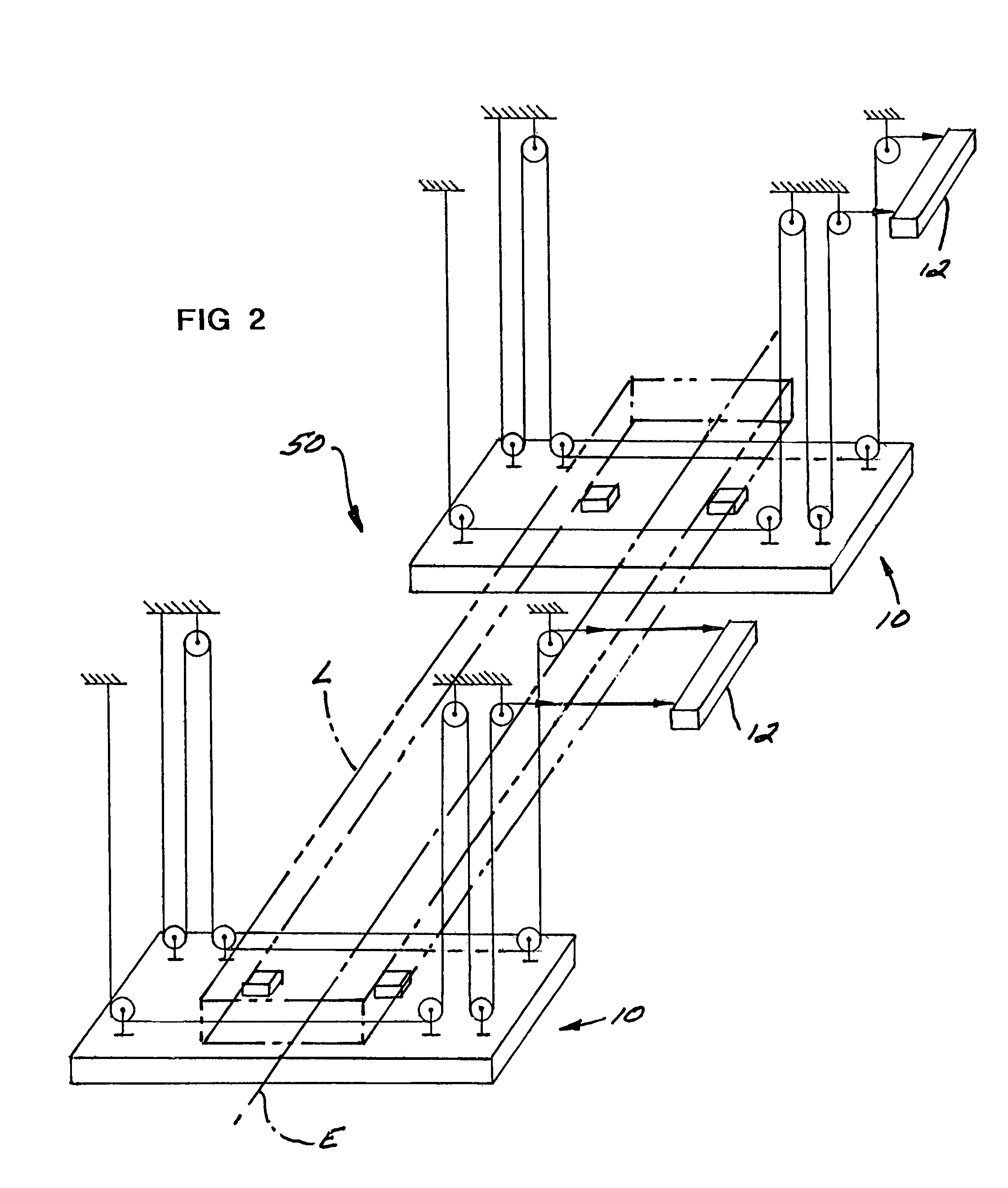 Self-stabilizing suspension and hoisting system