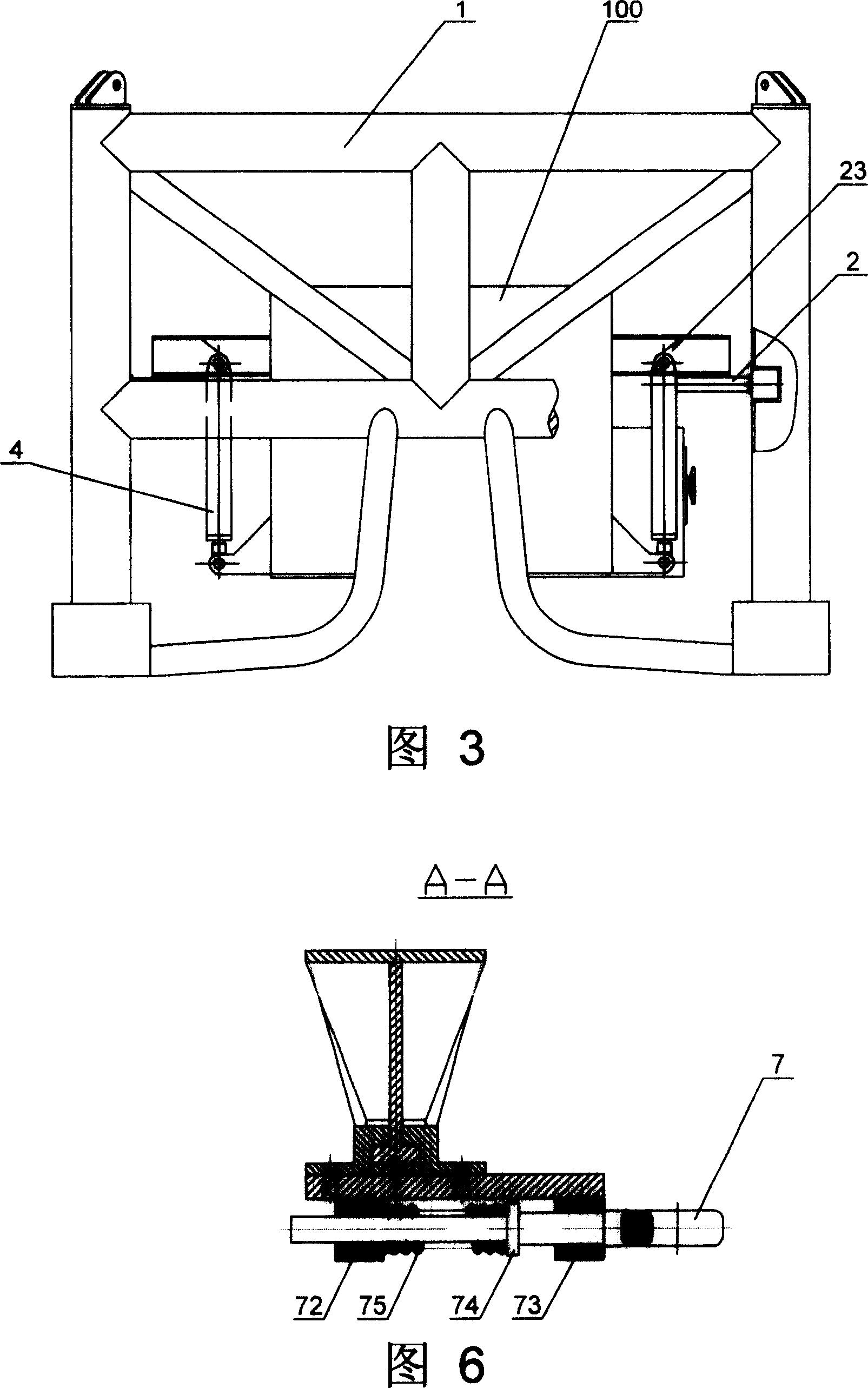 Three-dimensional implementing device for underwater dry type cabin