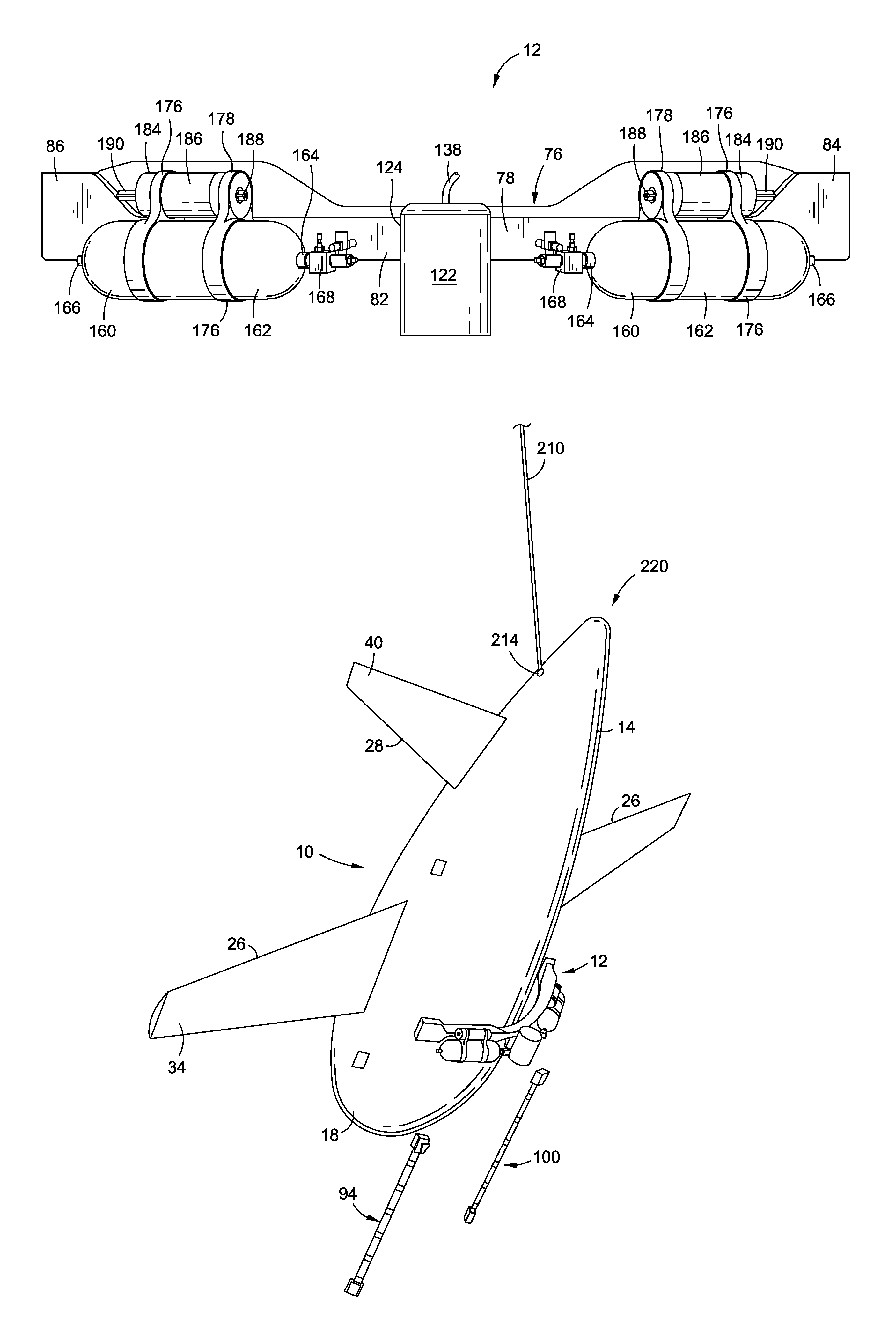 Detachable inflation system for air vehicles