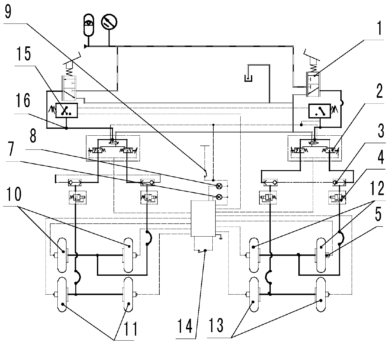 A multi-wheel system braking system and its control method