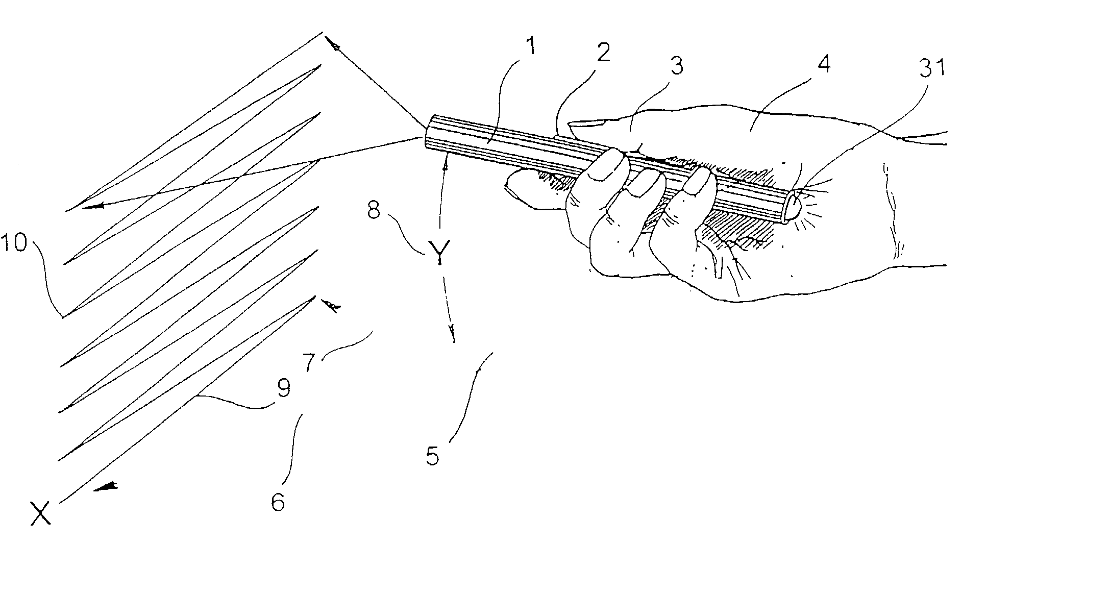Light beam scanning pen, scan module for the device and method of utilization