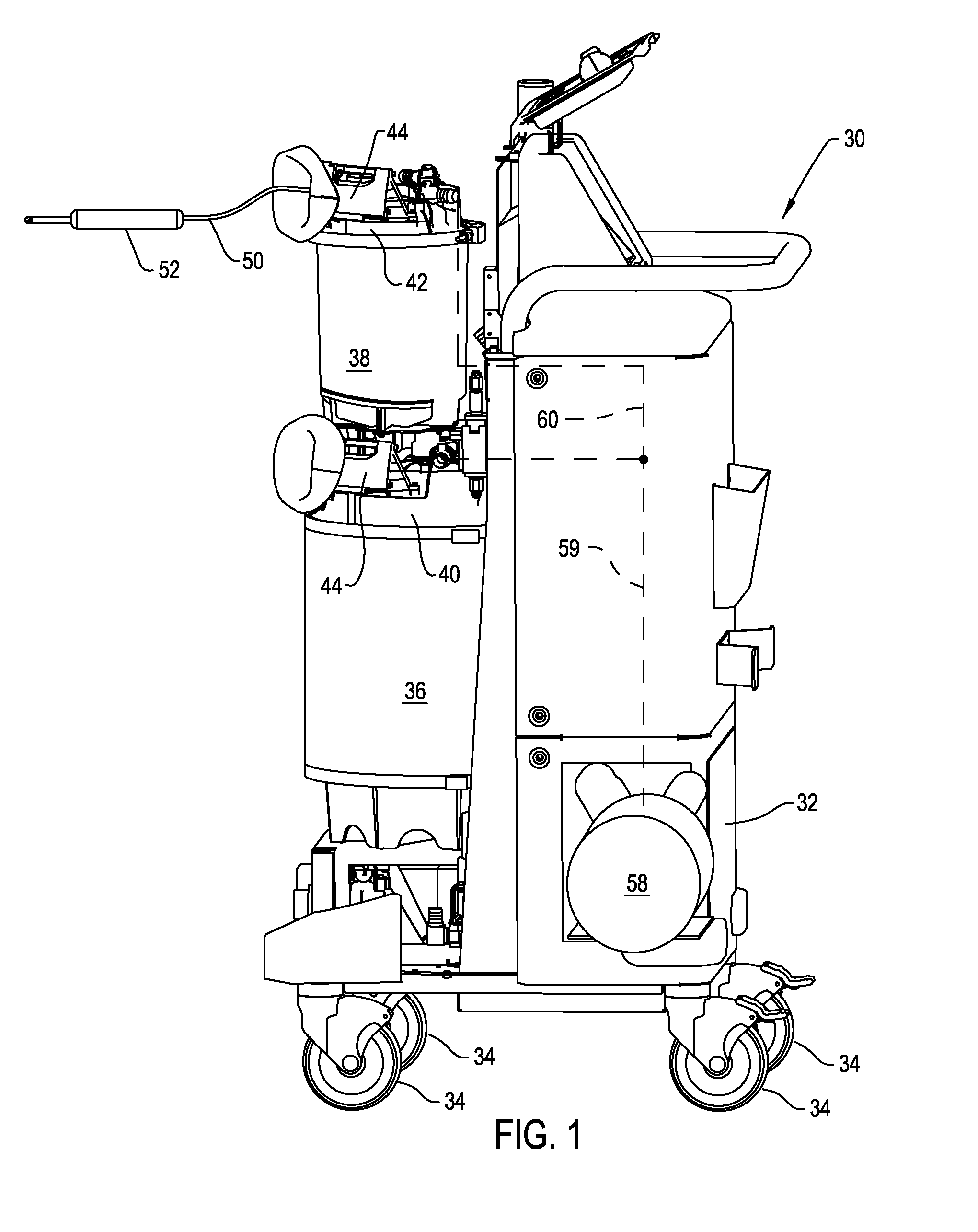 Removable inlet manifold for a medical/surgical waste collection system, the manifold including a driver for actuating a valve integral with the waste collection system
