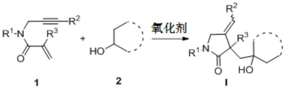 Free radical cyclization reaction method based on 1,6-enynes and alcohols