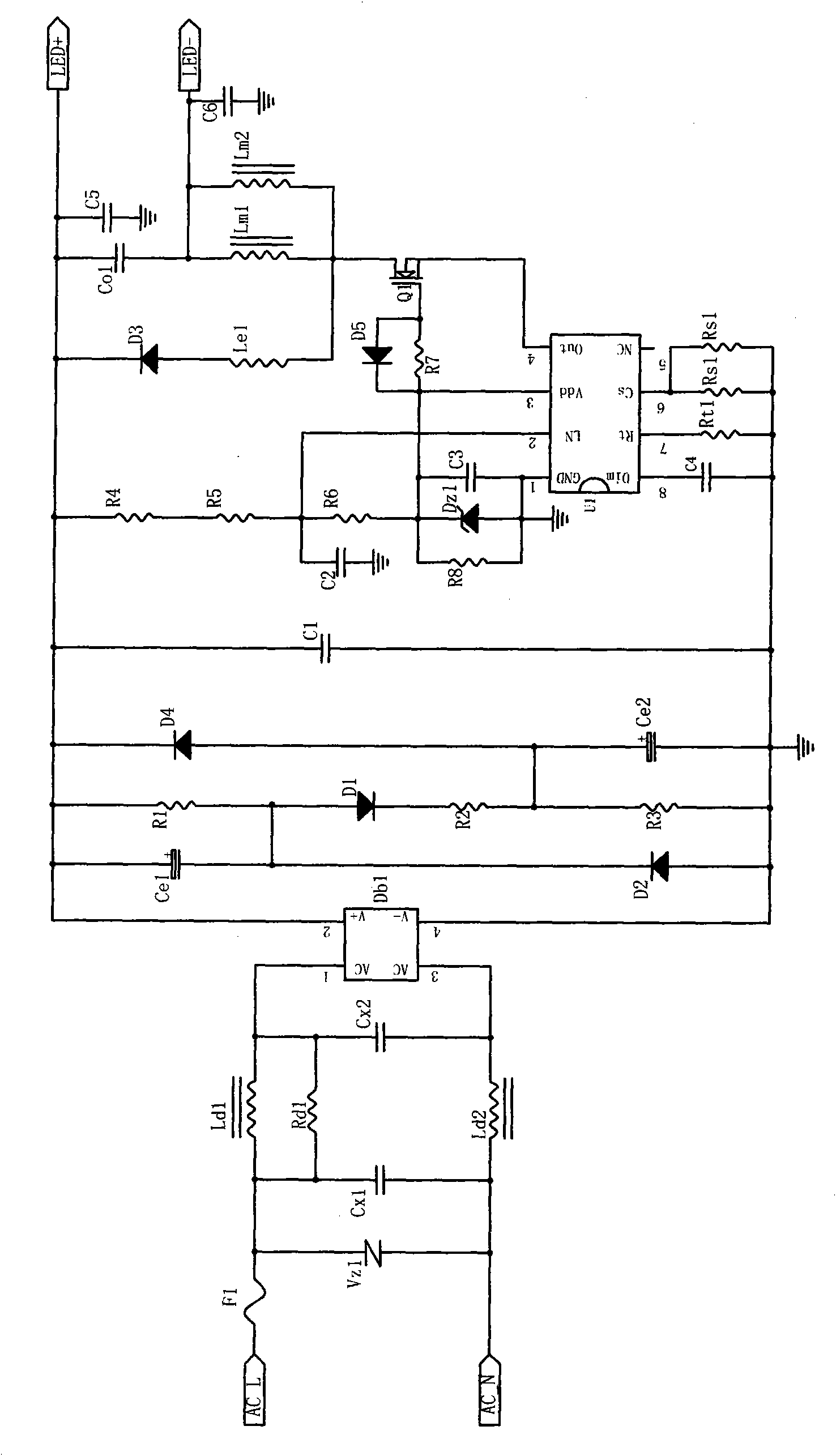 Daylight lamp constant current driving method and driving circuit thereof