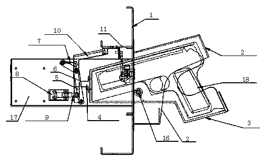Gun locking device based on handgun and gun locking and unlocking method