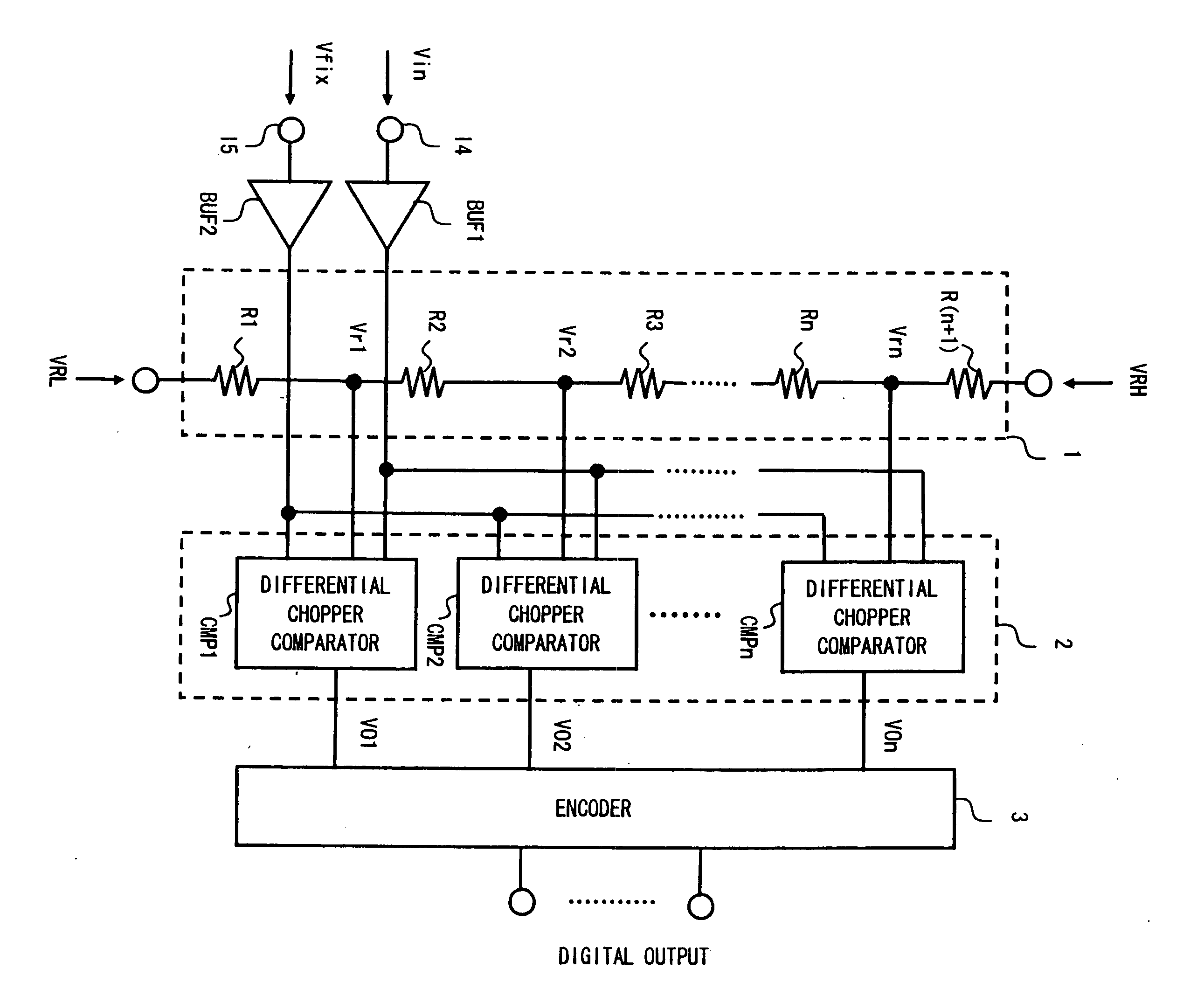 Differential chopper comparator and A/D converter including the same