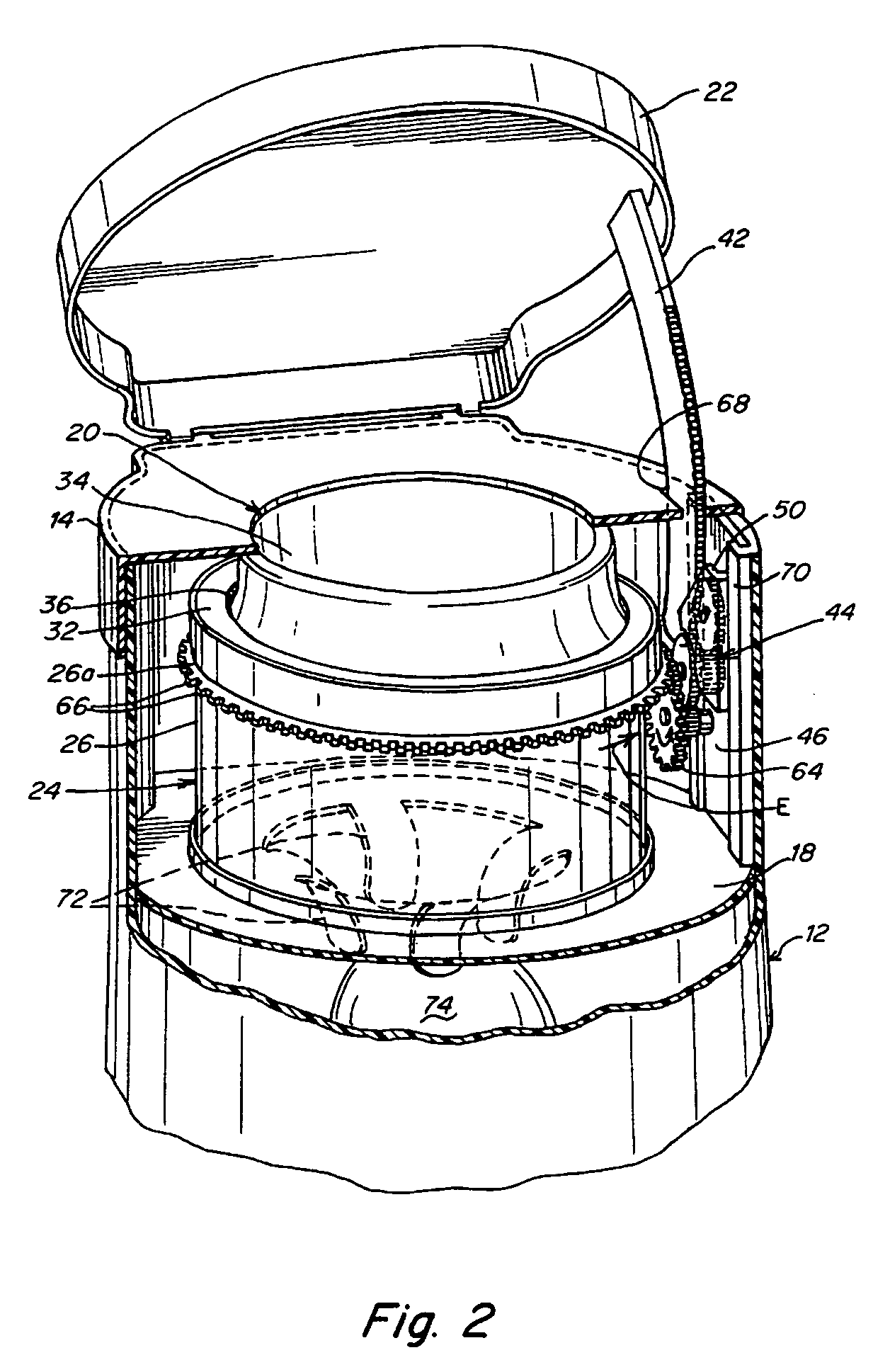 Waste disposal device including a geared rotating cartridge