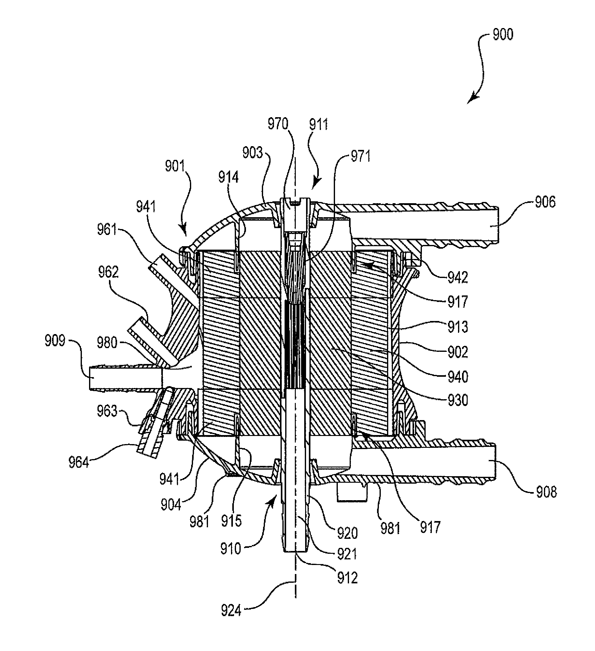 Radial design oxygenator with heat exchanger