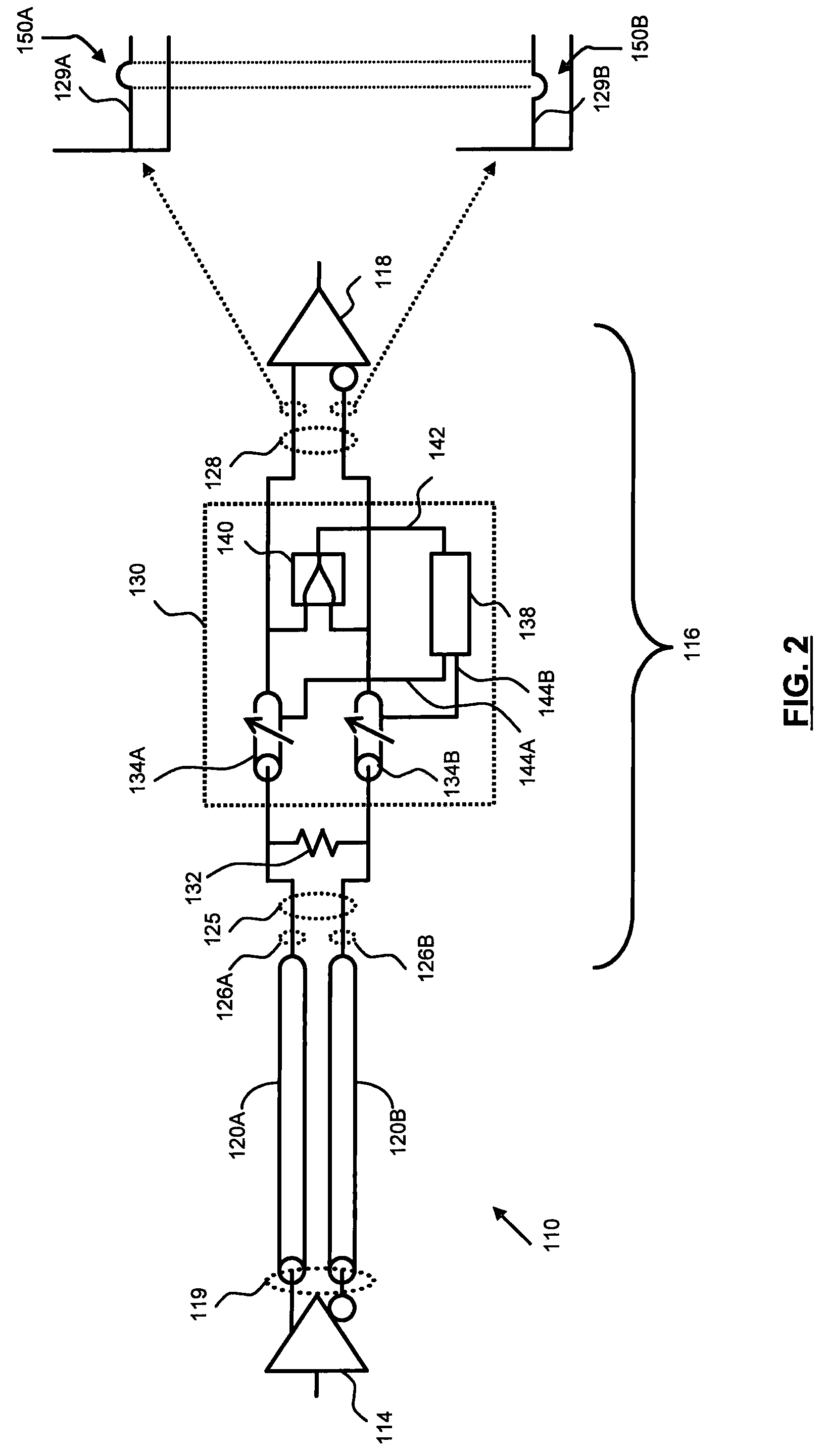 Differential communication link with skew compensation circuit