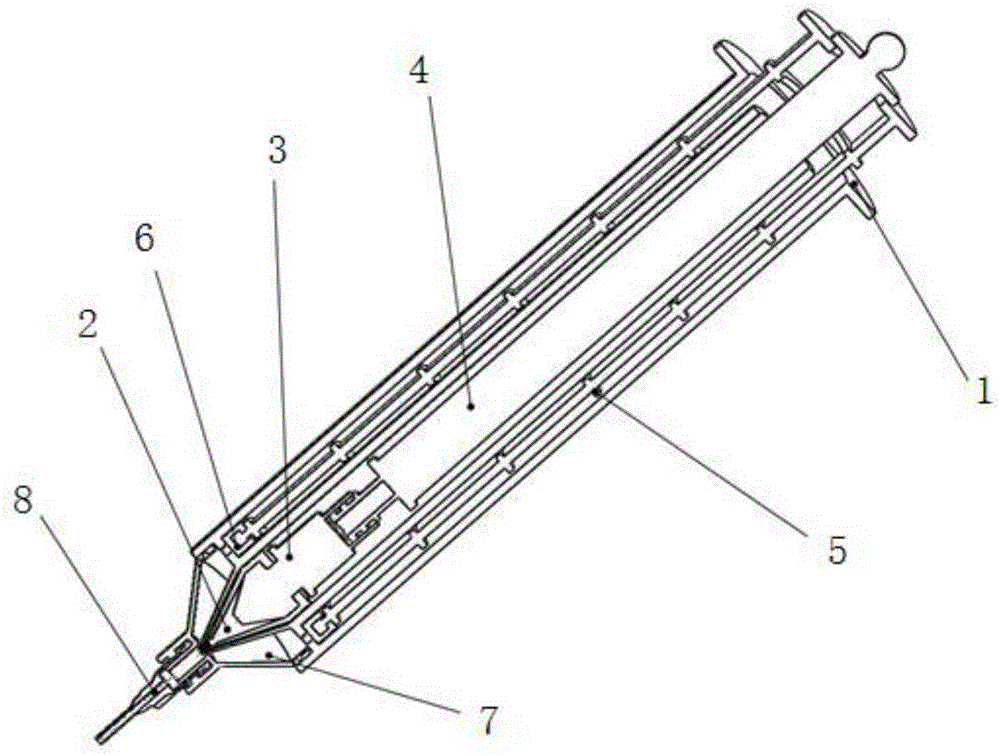 Spray nozzle with double flow channels