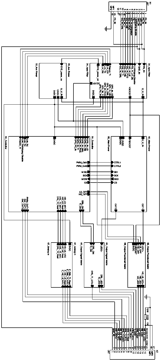 Four-channel electronic control system for controlling automobile lamp lighting
