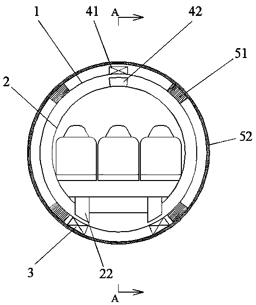 High-temperature superconductive vacuum pipeline traffic system with suspension and driving system arranged externally and smooth inner wall