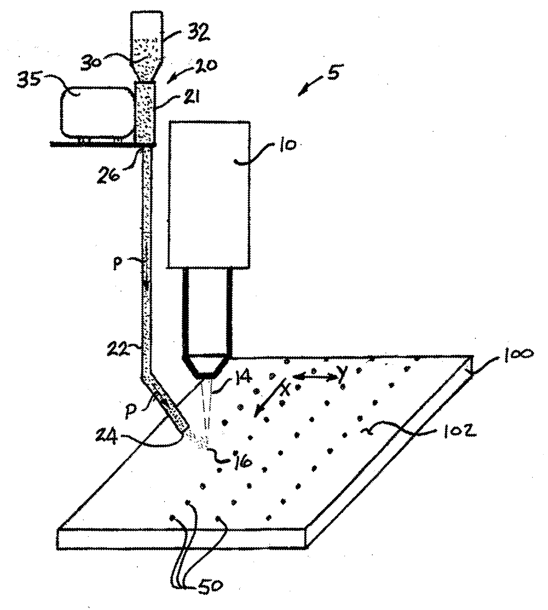 Method and apparatus for depositing raised features at select locations on a substrate to produce a slip-resistant surface