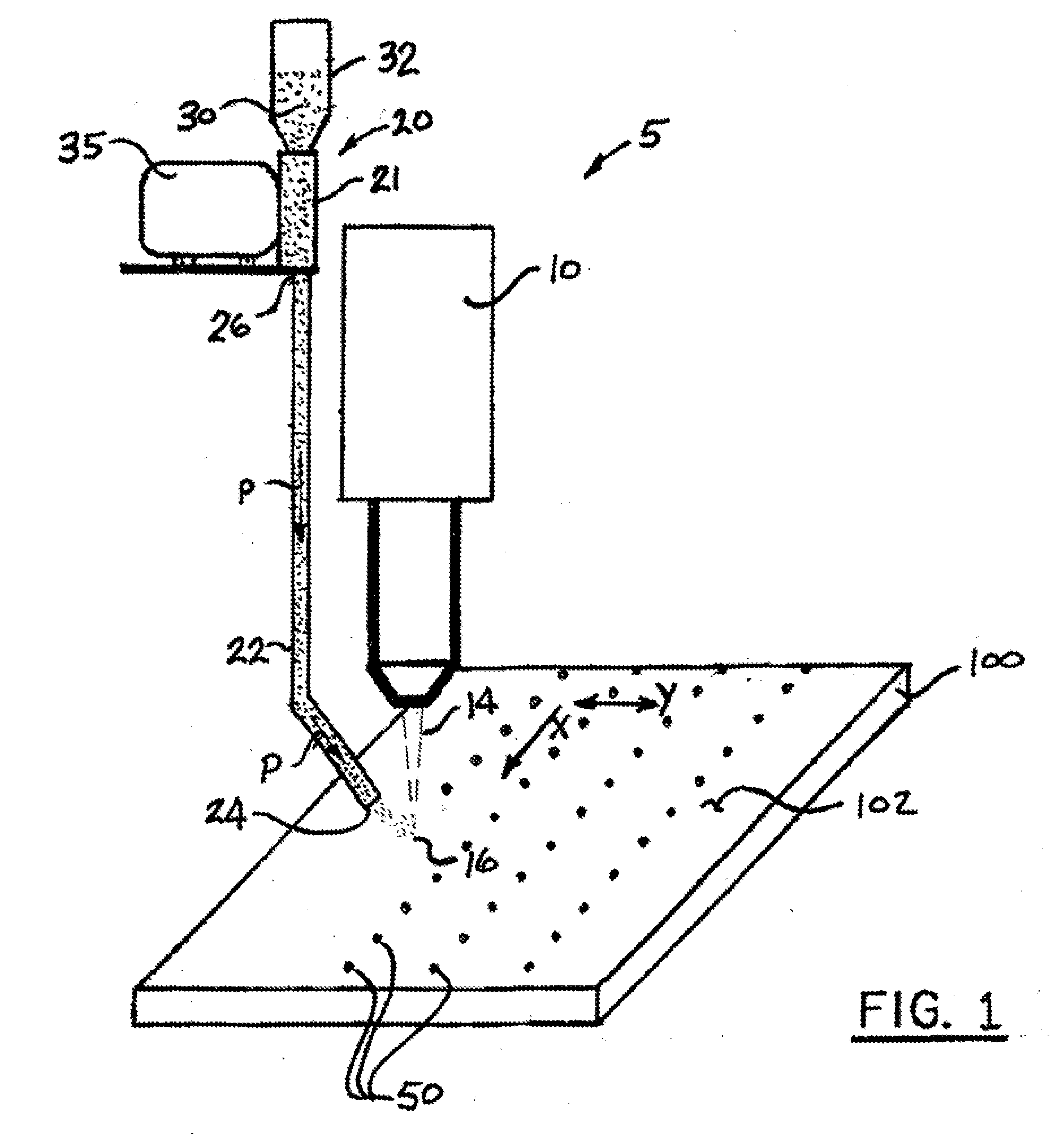 Method and apparatus for depositing raised features at select locations on a substrate to produce a slip-resistant surface