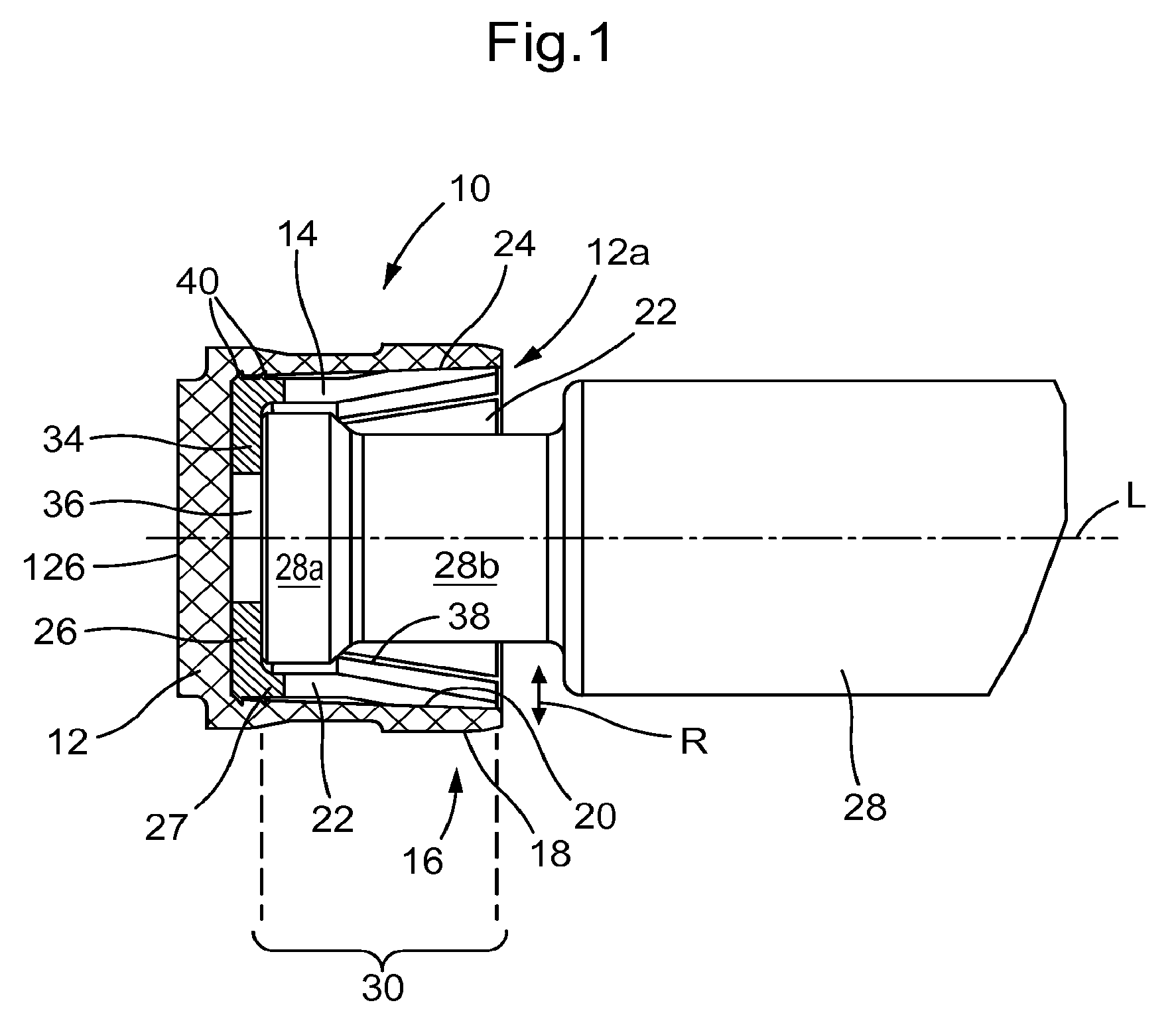Radial sliding seal with subassembly for metering devices, and metering device with such a radial sliding seal subassembly