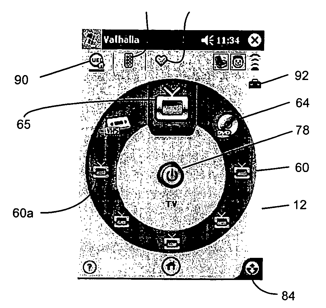 Hand held remote control device having an improved user interface