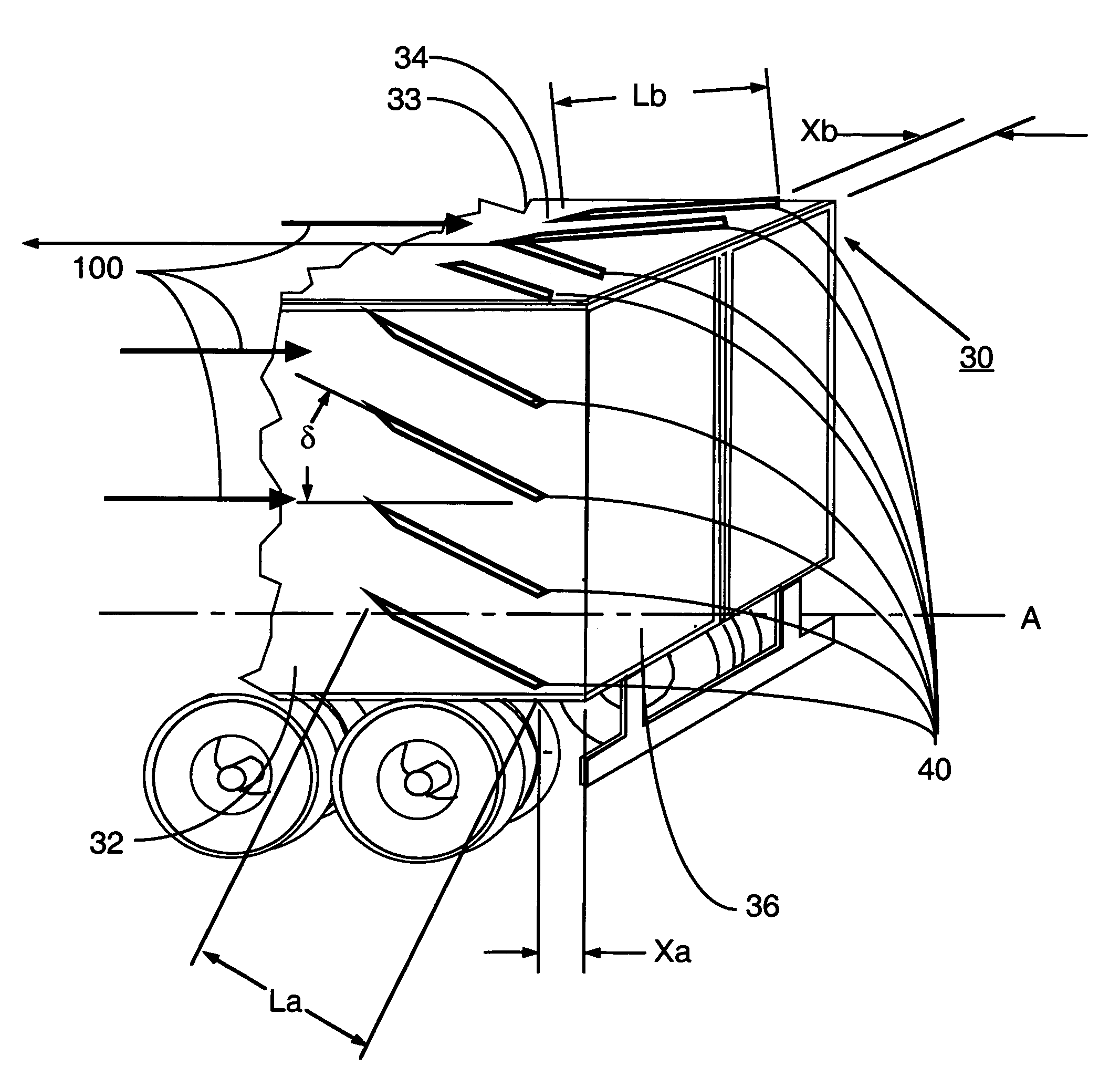 Vortex strake device and method for reducing the aerodynamic drag of ground vehicles