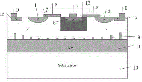 SOI high-voltage device provided with stepped shielding groove voltage-resisting structure and double-drain-electrode structure