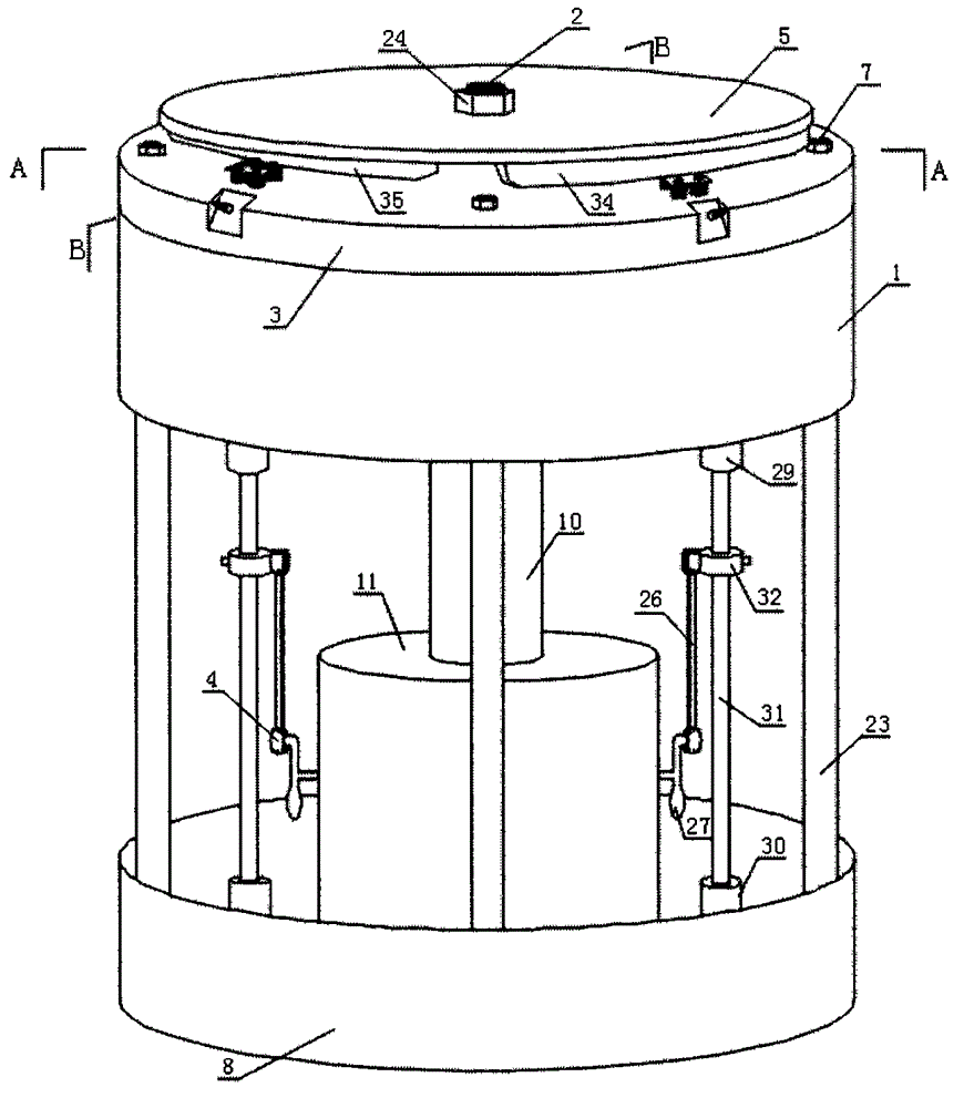 Lubricating oil conveying device of internal combustion engine with four cylinders surrounding shaft