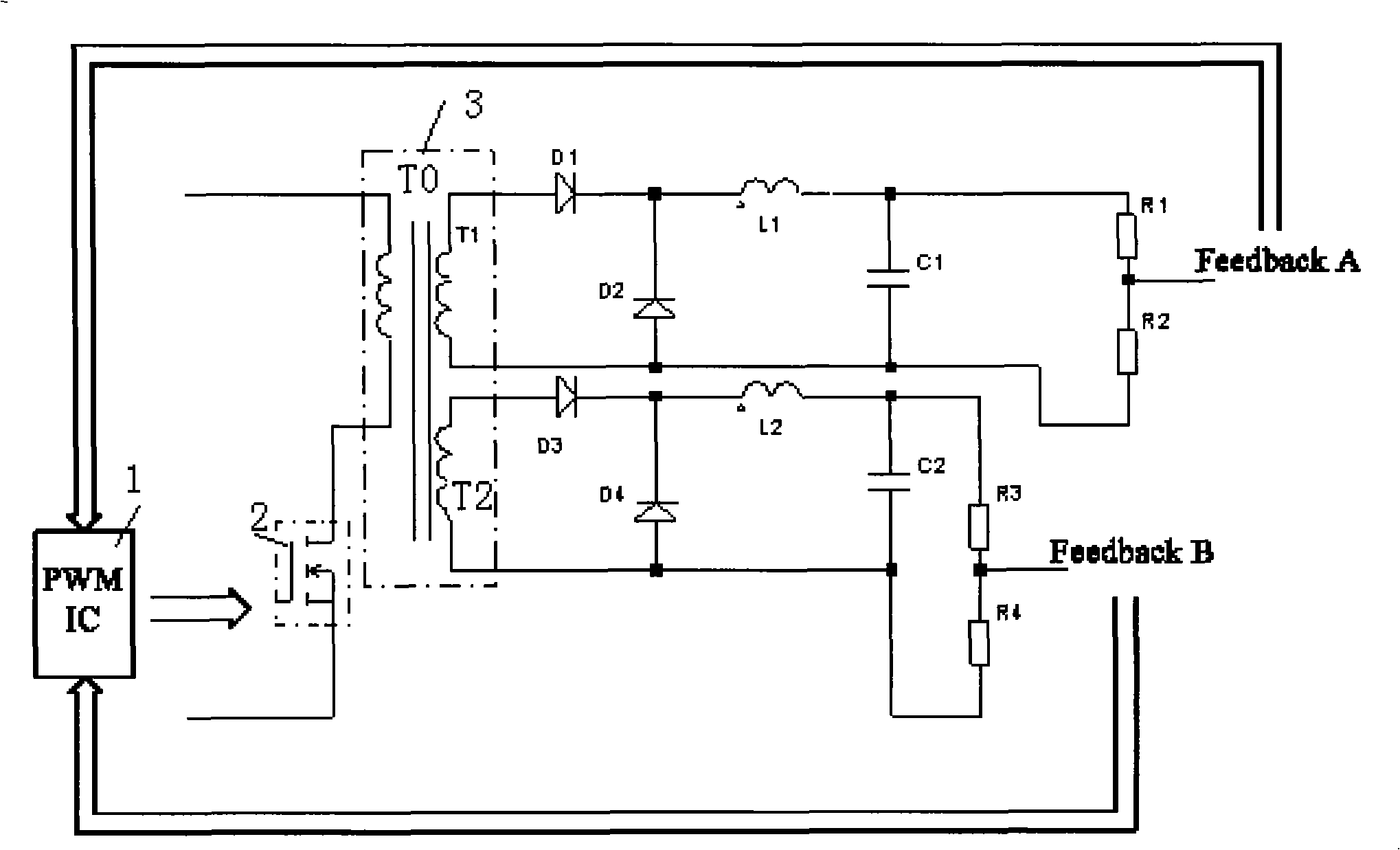 Multipath-output switch power supply circuit