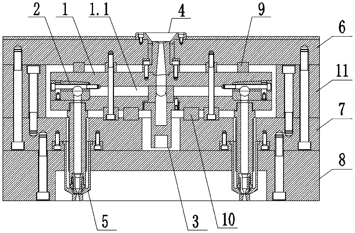 Hot runner system applied to heat-sensitive injection molding material, and application method of hot runner system