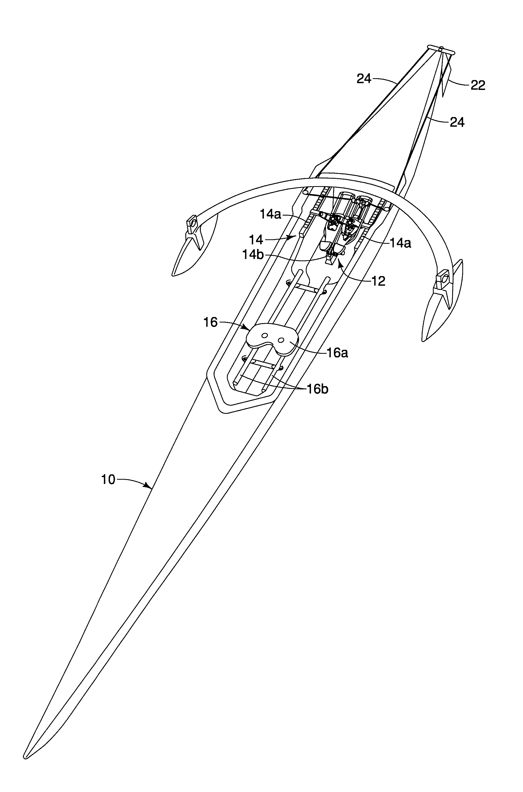 Rowing boat footrest assembly