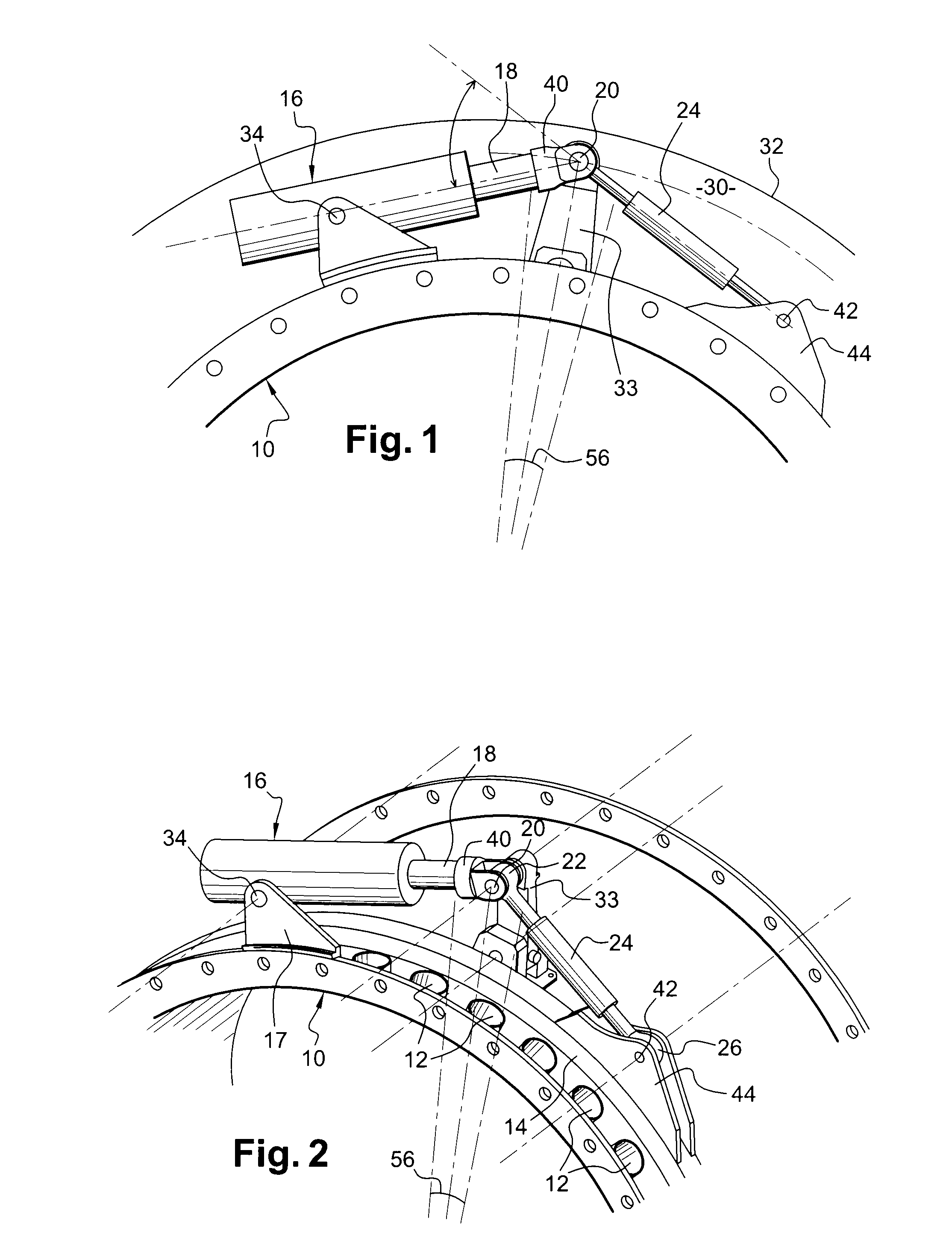 Control device of variable pitch vanes in a turbomachine