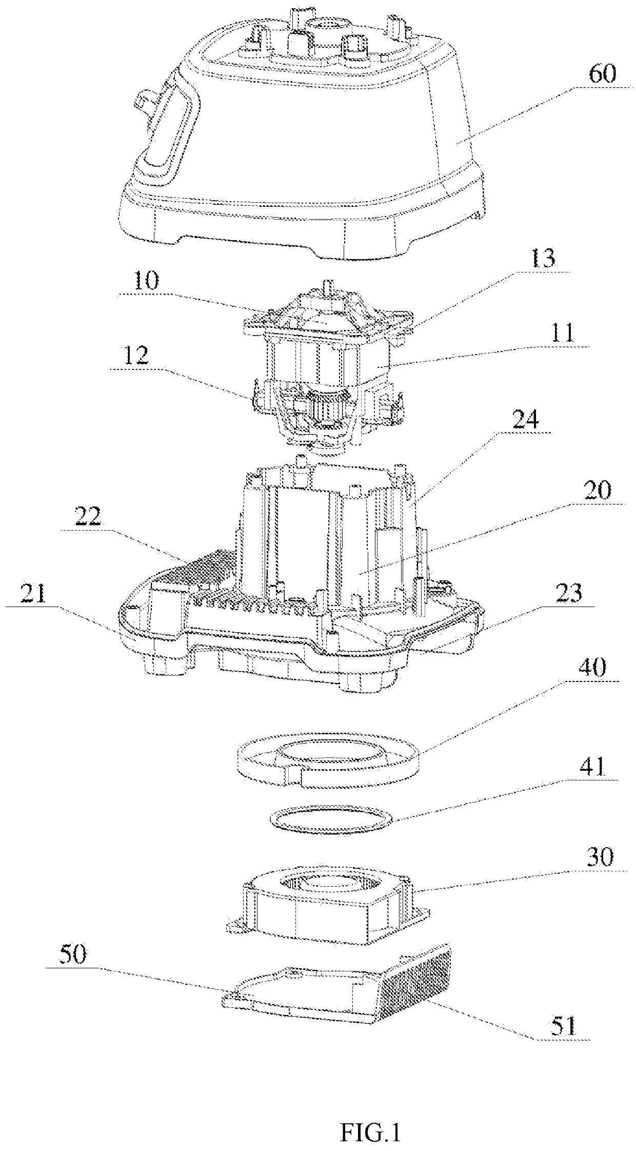 Air circulation and ventilation apparatus for food processing machine