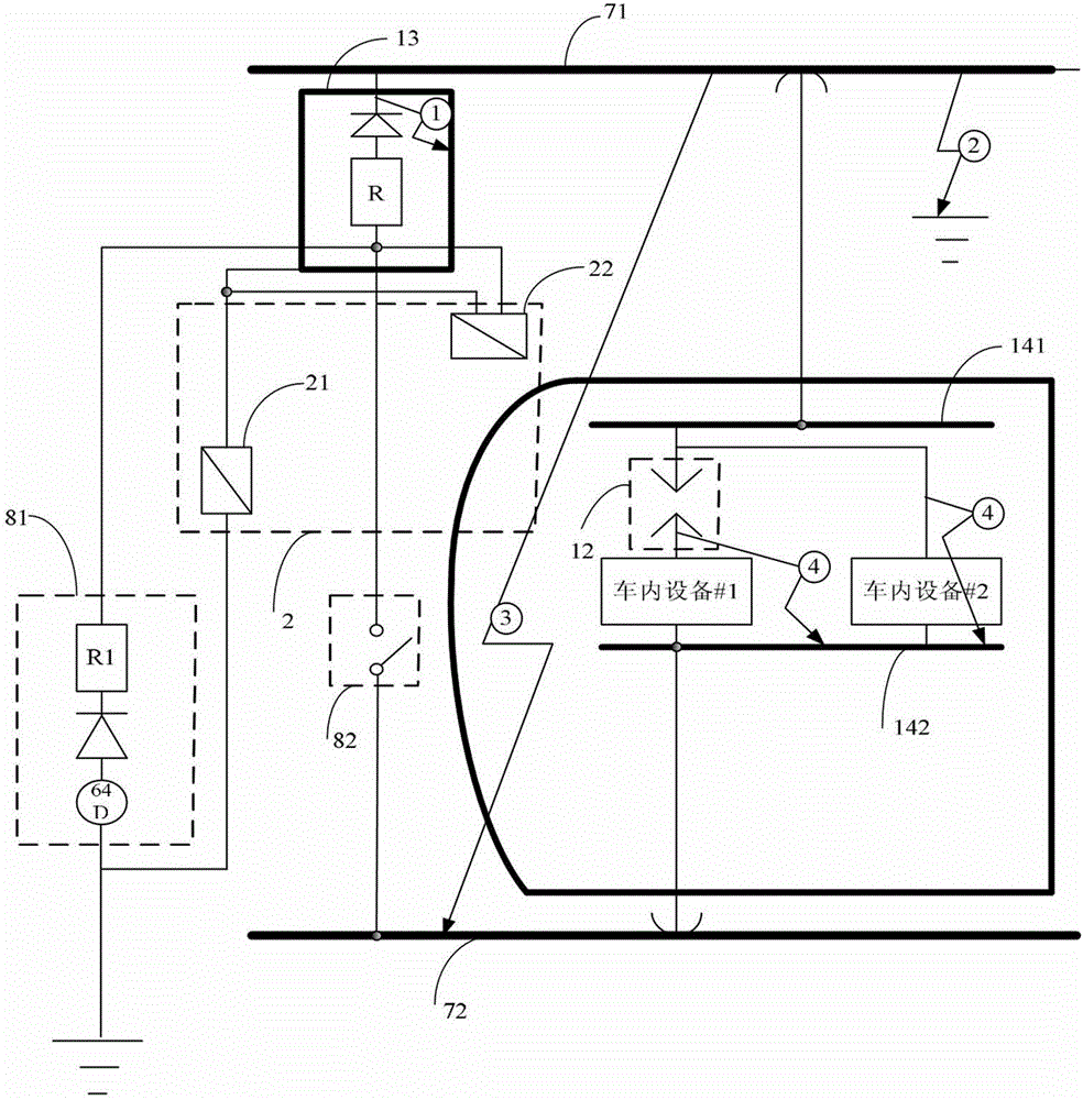 Integrated grounding system for medium and low speed maglev trains