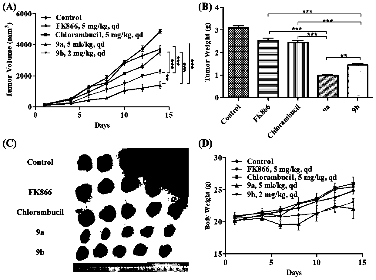 Multi-target nicotinamide phosphoribosyl transferase nitrogen mustard inhibitor with antitumor activity and preparation and application thereof