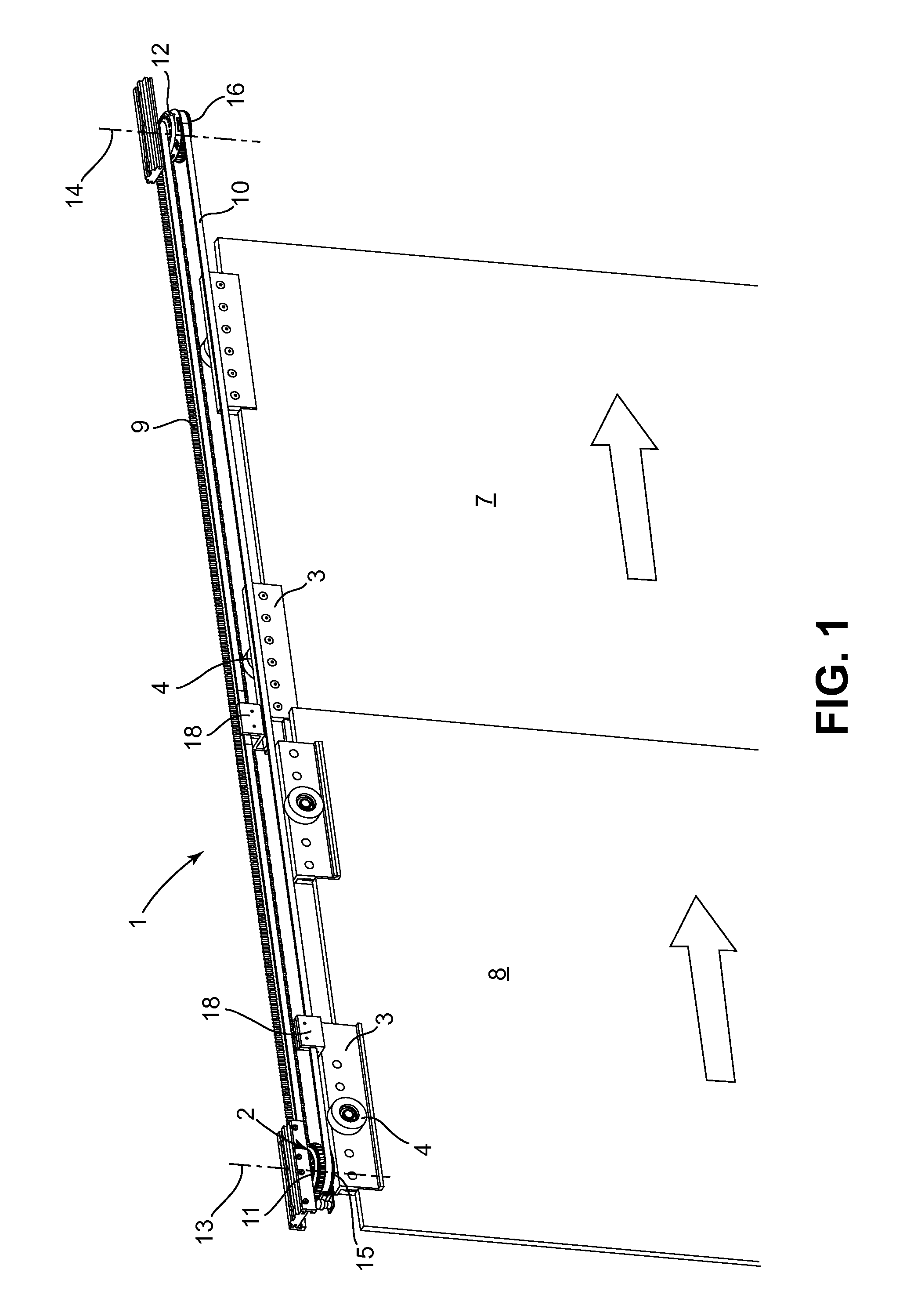 Simultaneous displacement device for sliding doors