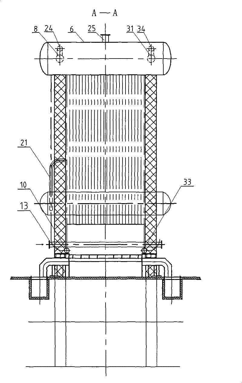 Large-scale water-fire tube hot water boiler of double-barrel transverse vertical type threaded flue